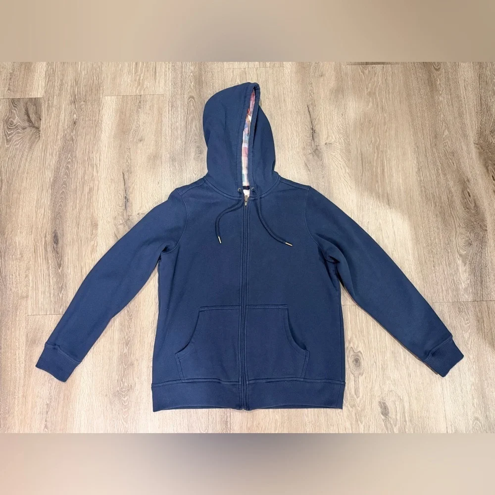 L.L. Bean Dark Blue Hoodie with Plaid Lining